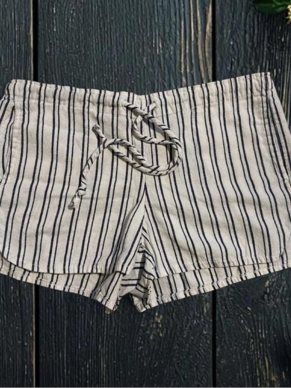 Brandy Melville White Shorts with Black Stripes